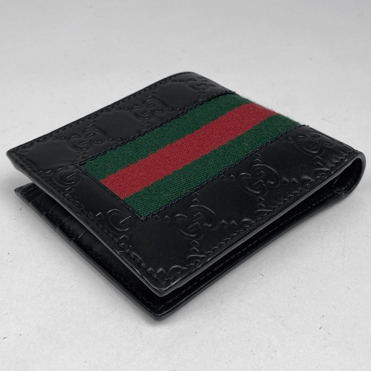 グッチ GUCCI グッチシマ 二つ折り財布 GG柄 シェリーライン ウェブ 二