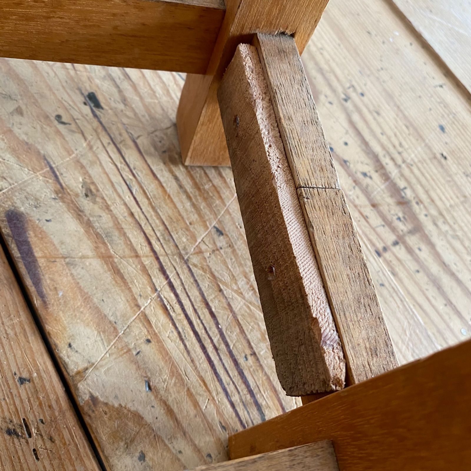 2脚セット アンティーク 角 スツール 椅子 植物台 昭和レトロ y77