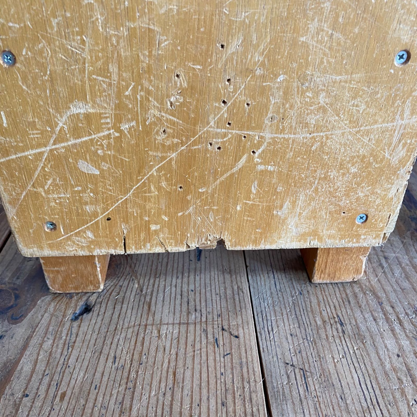 2脚セット アンティーク 角 スツール 椅子 植物台 昭和レトロ y77