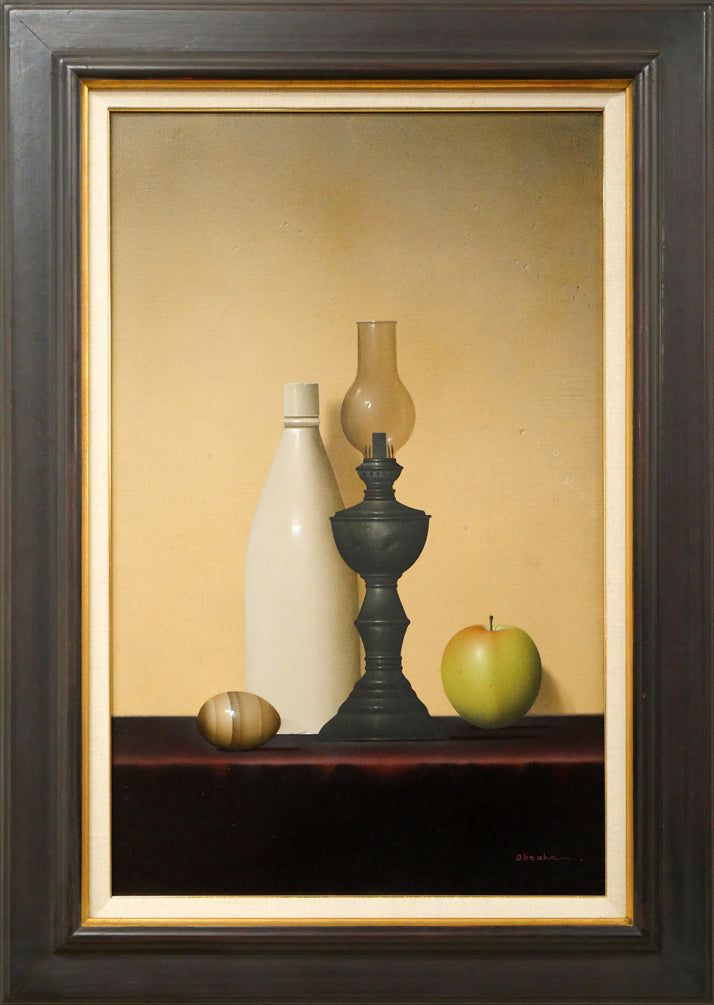 大竹山 規 ランプの静物 油絵 M10号 百貨店個展多数 高島屋日本橋本店 銀座 兜屋画廊個展 リアリズム 小竹美術