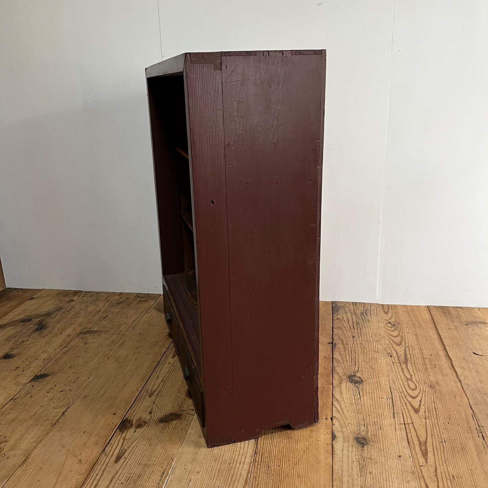 アンティーク チェスト 棚 オープンラック 食器棚 本棚 無垢材 y1000a