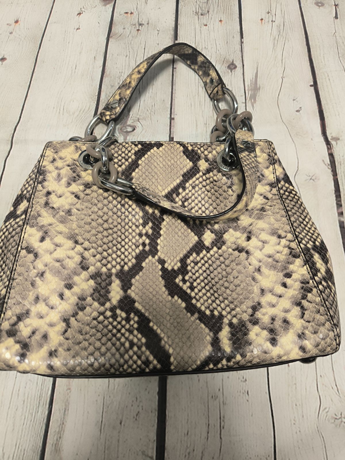 美品✨MICHAEL KORS 2way ショルダー チェーン パイソン 型押し 低 