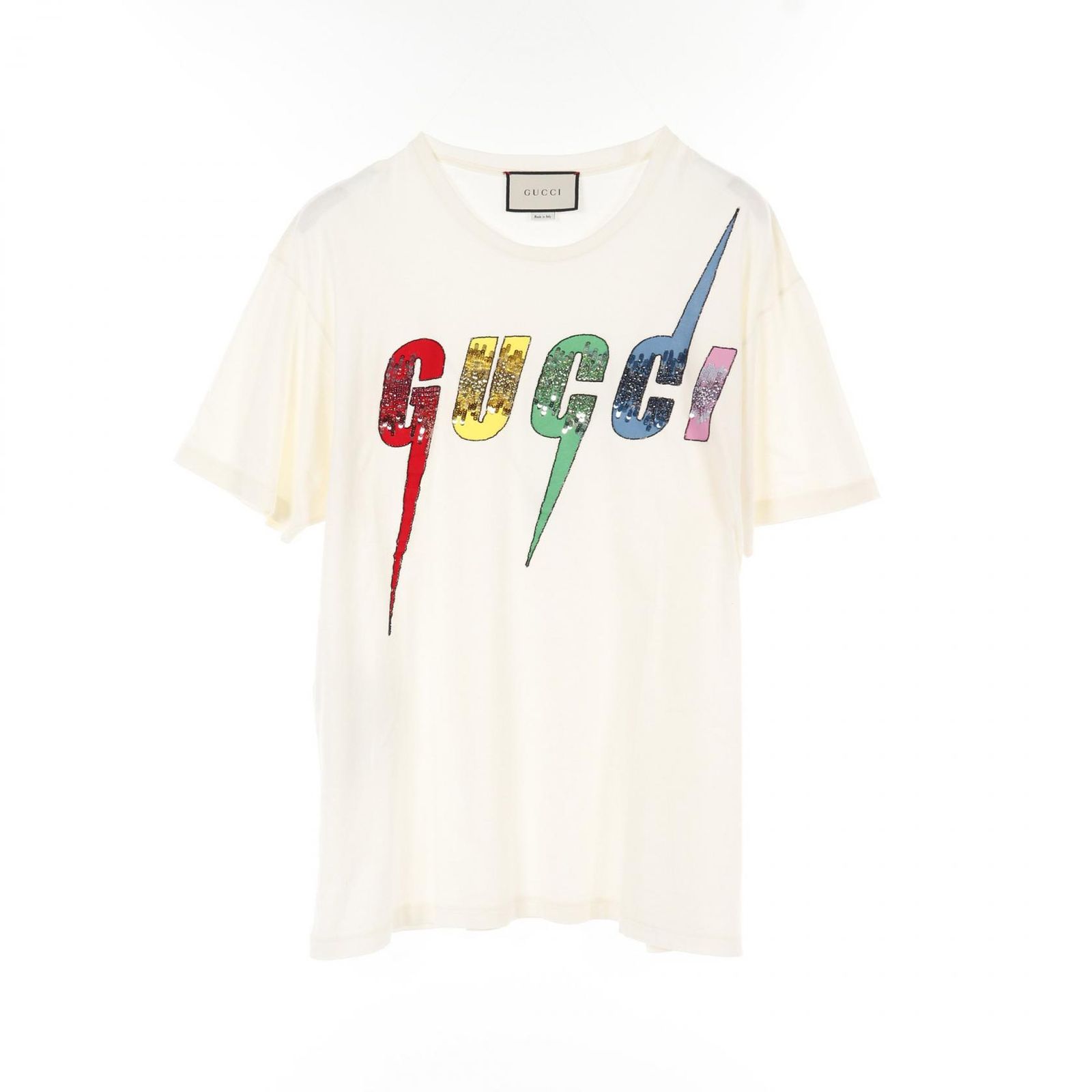 グッチ GUCCI カットソー ブレードロゴ スパンコール刺繍 コットン T