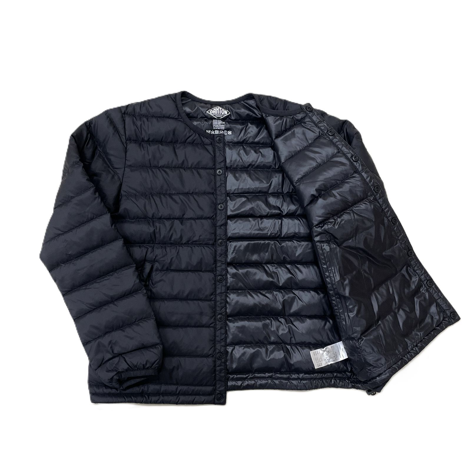 DANTON ダントン クルーネックインナーダウンジャケット 34 BLK/黒