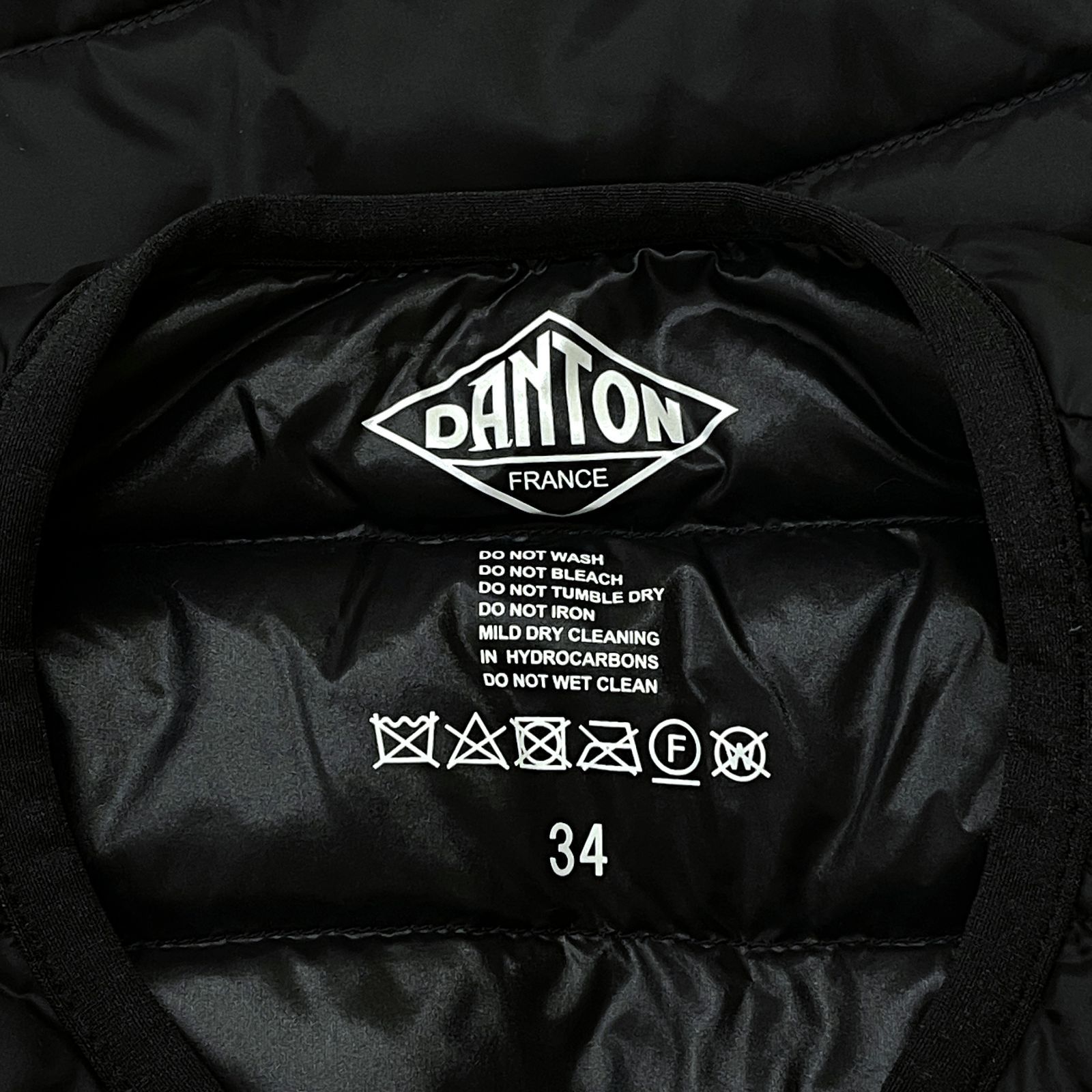 新品 DANTON ダントン クルーネック インナー ダウンジャケット 黒 34 DANTON / メンズ クルーネック インナー ダウン ジャケット（ダウン