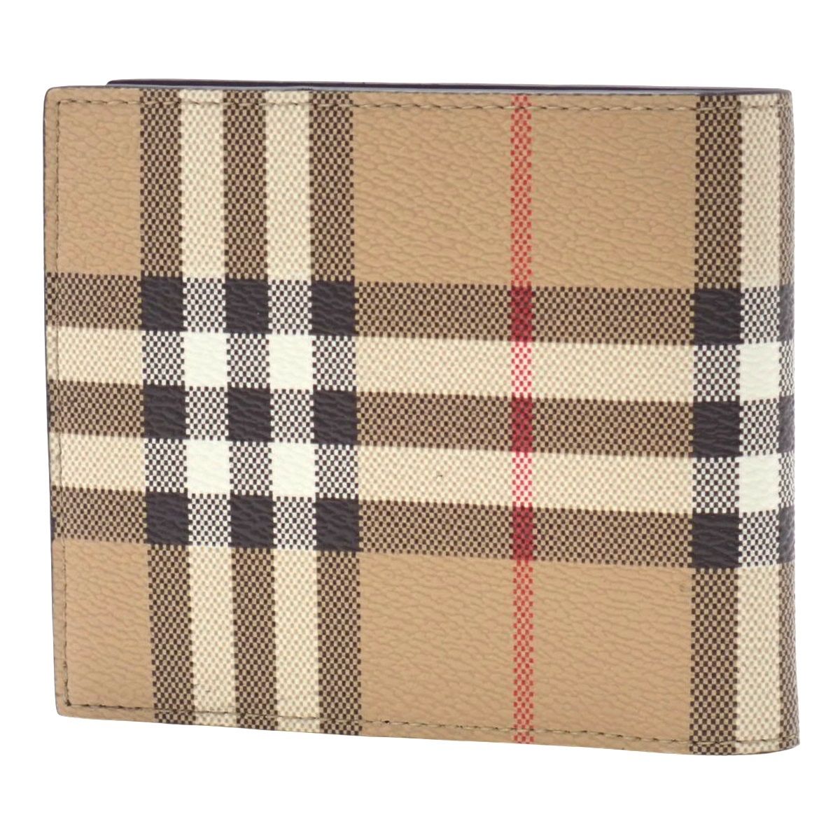バーバリー ノバチェック 二つ折り財布 コンパクトウォレット 2つ折り 小物 チェック柄 PVCコーティングキャンバス カーフ ベージュ シルバー金具 8069815 メンズ アラモード
