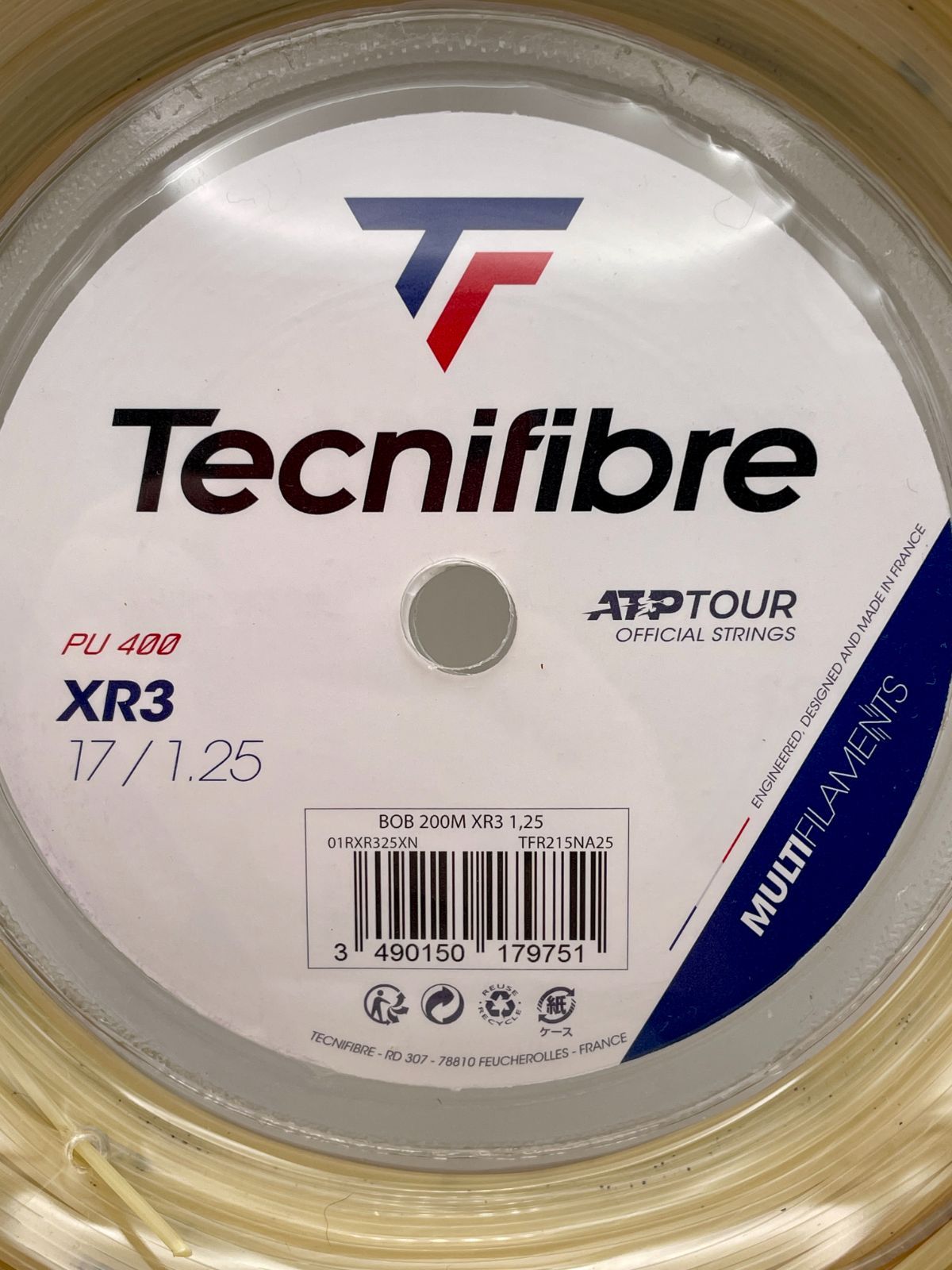 M Tecnifibre XR3 17 1.25mm 200m Reel Natural テクニファイバー XR3 17 1.25mm ナチュラル 200m リール LLC-HASEGAWATOSO_COM