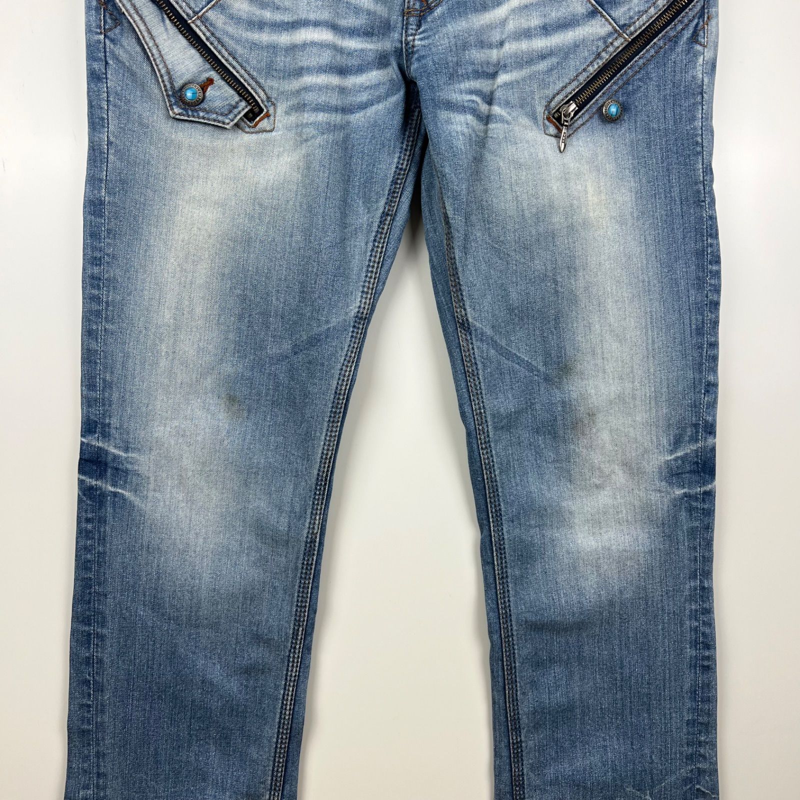 NICOLE CLUB FOR MEN 00s y2k archive turquoise bootscut denim pants