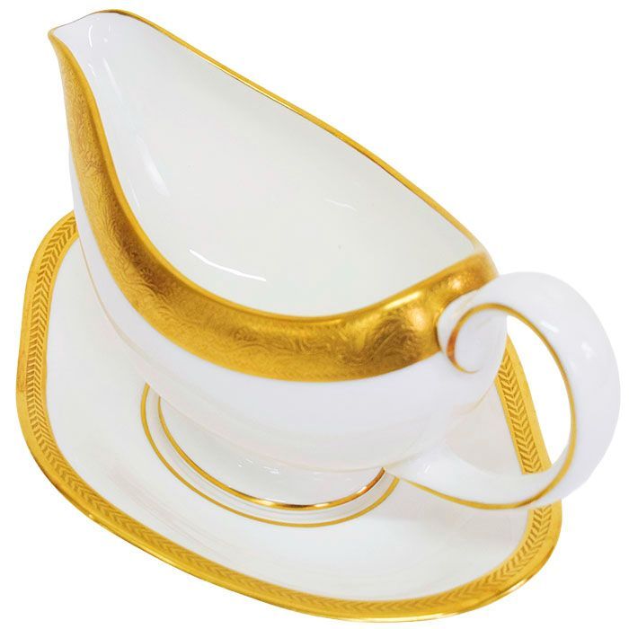 ABランク ウェッジウッド アスコット ASCOT ソースポット & ソーサー ボーンチャイナ 陶器 金彩 イギリス製 黒壺 レディース メンズ ホワイト ゴールド mbm 07019