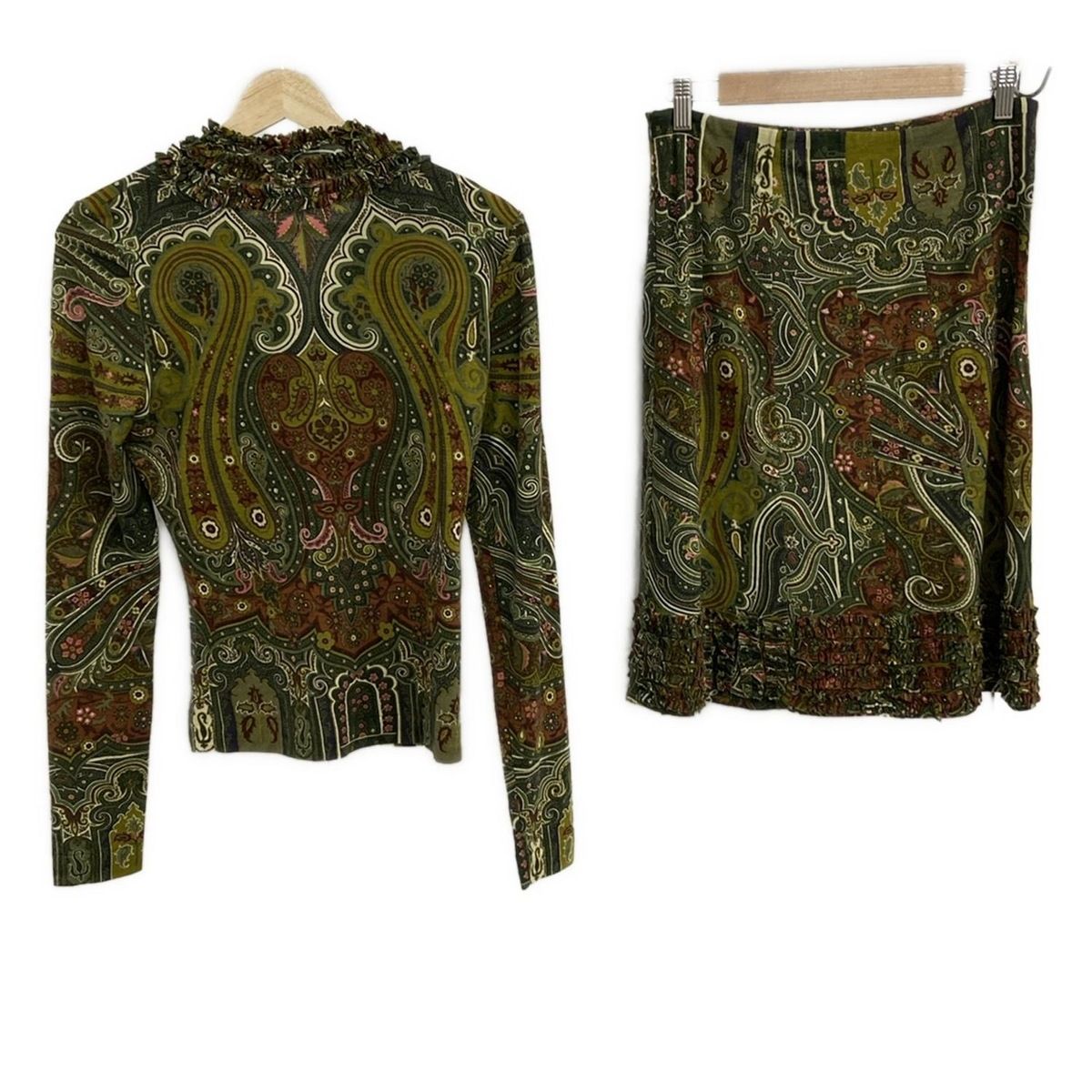 ETRO(エトロ) スカートセットアップ レディース美品 - カーキ×ピンク