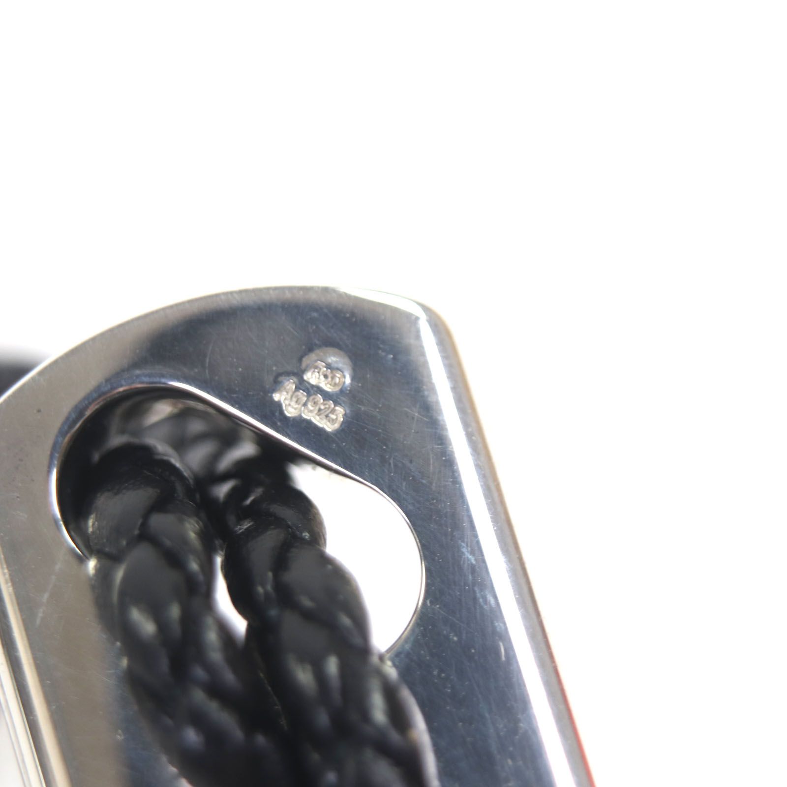 美品▽HERMES エルメス AG925 レザー 編み込みデザイン チャーム  