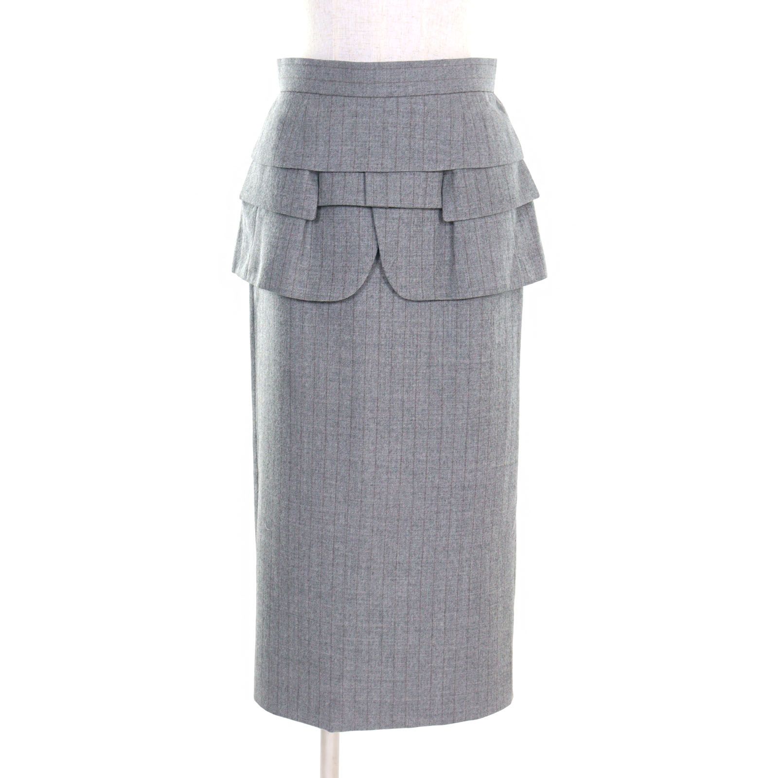 Sacai サカイ 23-06991 Chalk Stripe Skirt ウール ティアード ストライプ柄 スカート グレー系 1 レディース