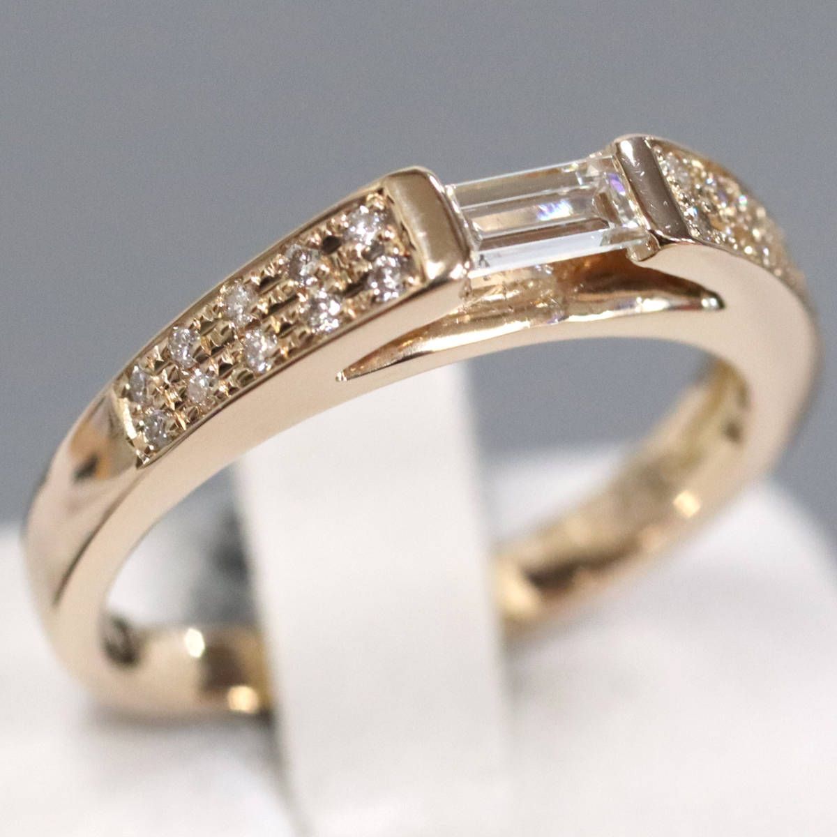 K18PGダイヤモンドリング　13号 K18PG ダイヤモンドデザインリング 13号（代引不可）