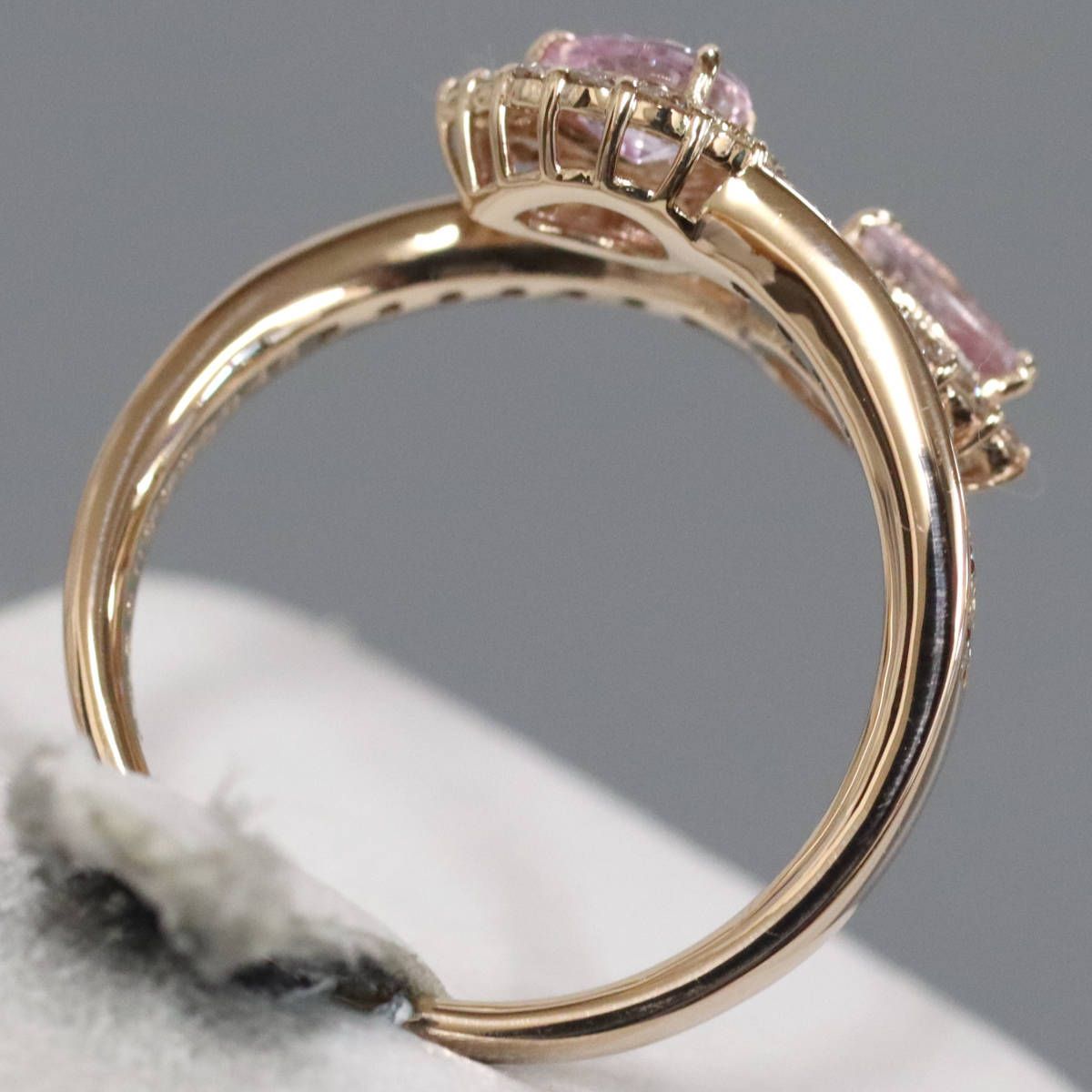 新品未使用k18パパラチアサファイア0.19ct ダイヤモンド0.15ctリング K18PGパパラチアサファイアダイヤモンドリング PS0.393 PS0.372 D0.48