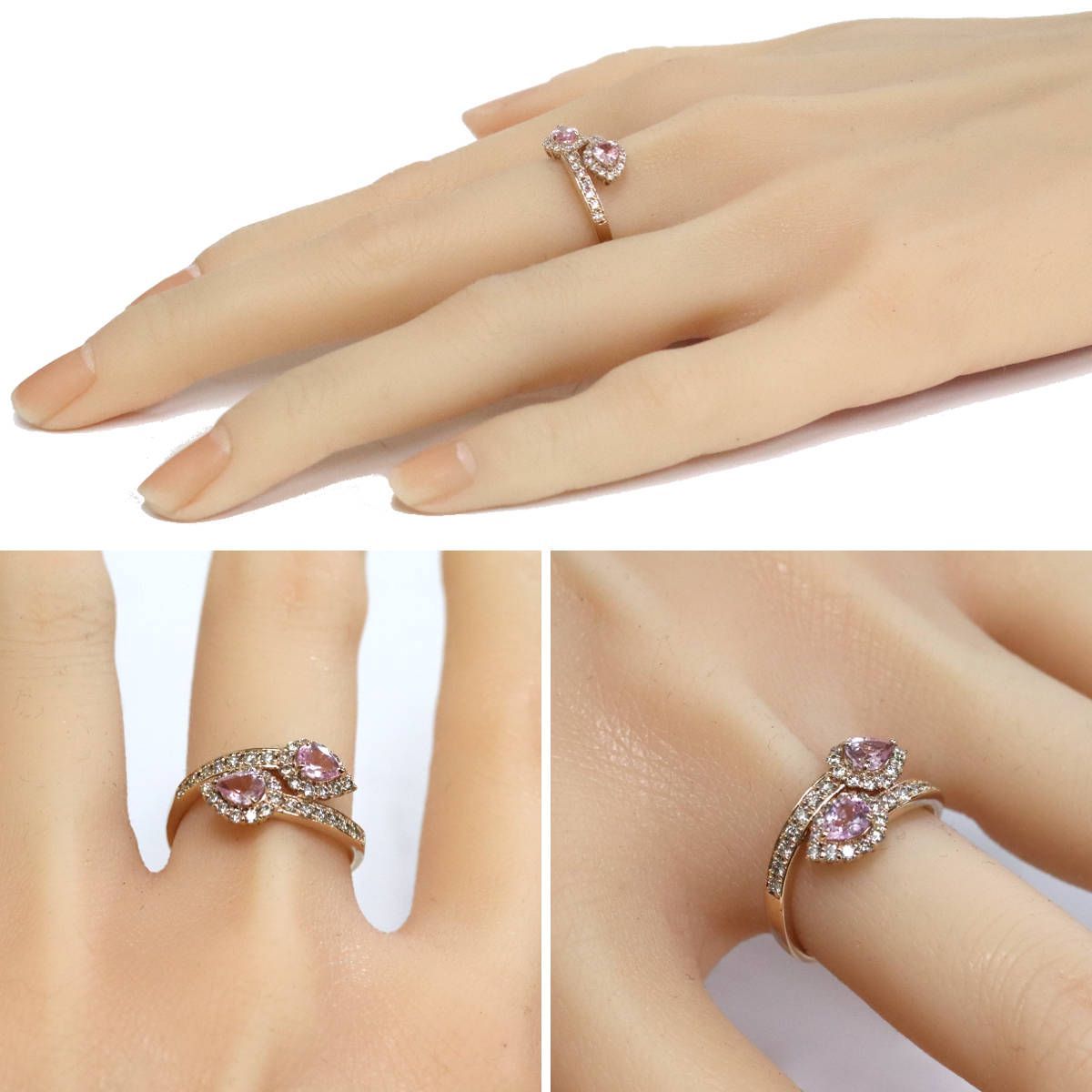 新品未使用k18パパラチアサファイア0.19ct ダイヤモンド0.15ctリング K18PGパパラチアサファイアダイヤモンドリング PS0.393 PS0.372 D0.48