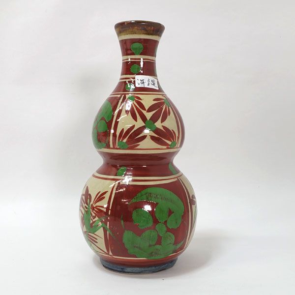 琉球 胡差焼 胡老窯 ◆【和食器】琉球 胡差焼/胡老窯 赤絵瓢箪 雑貨 アンティーク コレクション ギフト【】