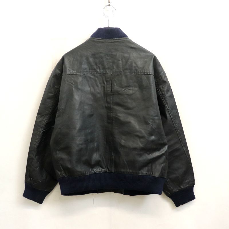 90s vintage 裏地マップ柄 ブルゾン レザージャケット メンズ 表記S