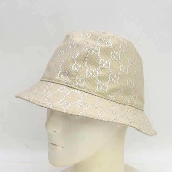 GUCCI グッチ バケットハット GG柄 ベージュ シルバー SIZE M 631951 ブランド