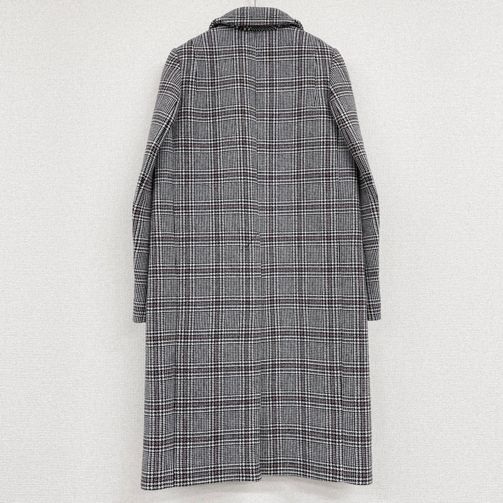 CARVEN カルヴェン チェスターコート ロング チェック柄 ウール グレー ブルガリア製 レディース 36