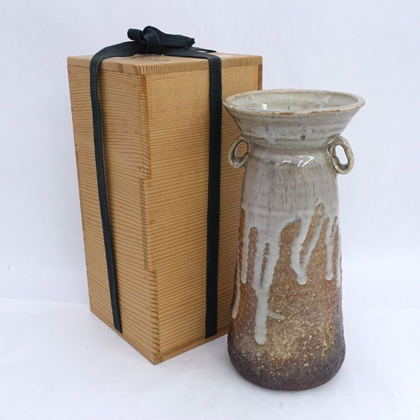 12代 坂倉新兵衛 萩 耳付 花入 ギフト【中古】