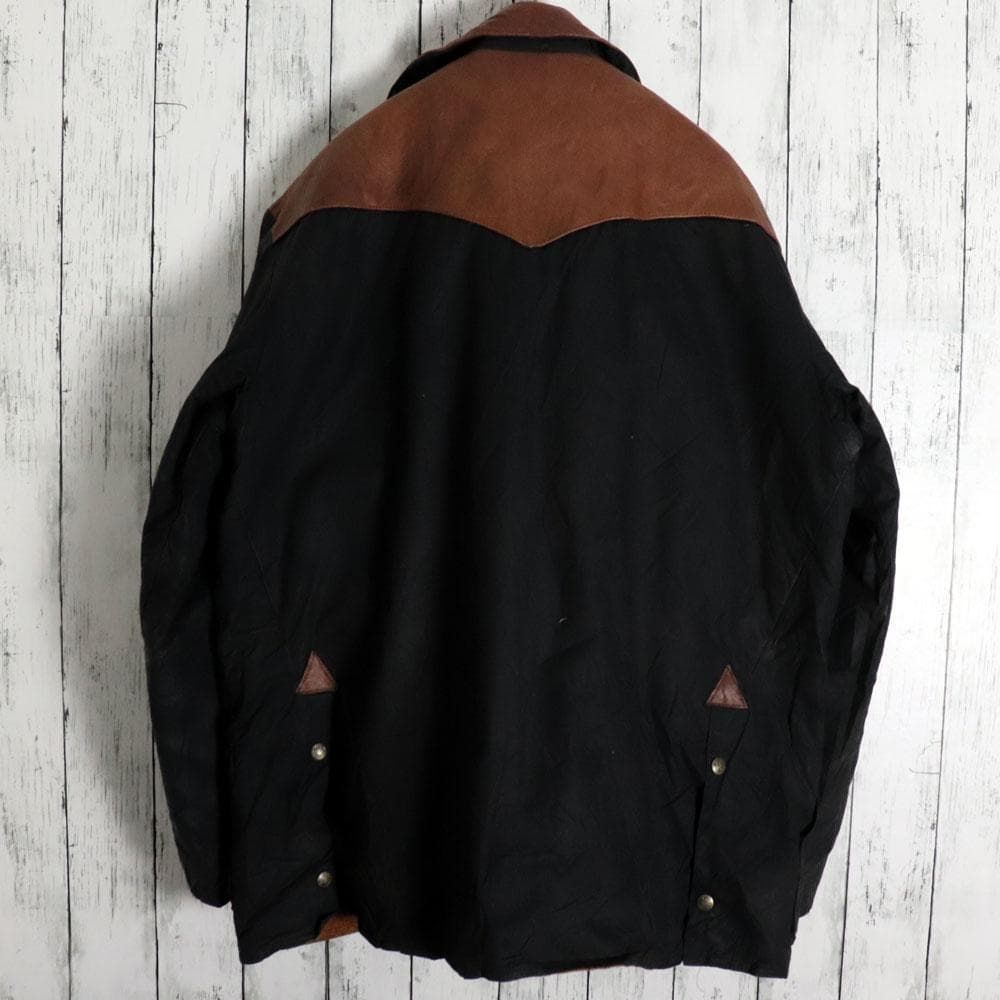 USA製 Schaefer 本革切替 オイルドコットン ウエスタンコート