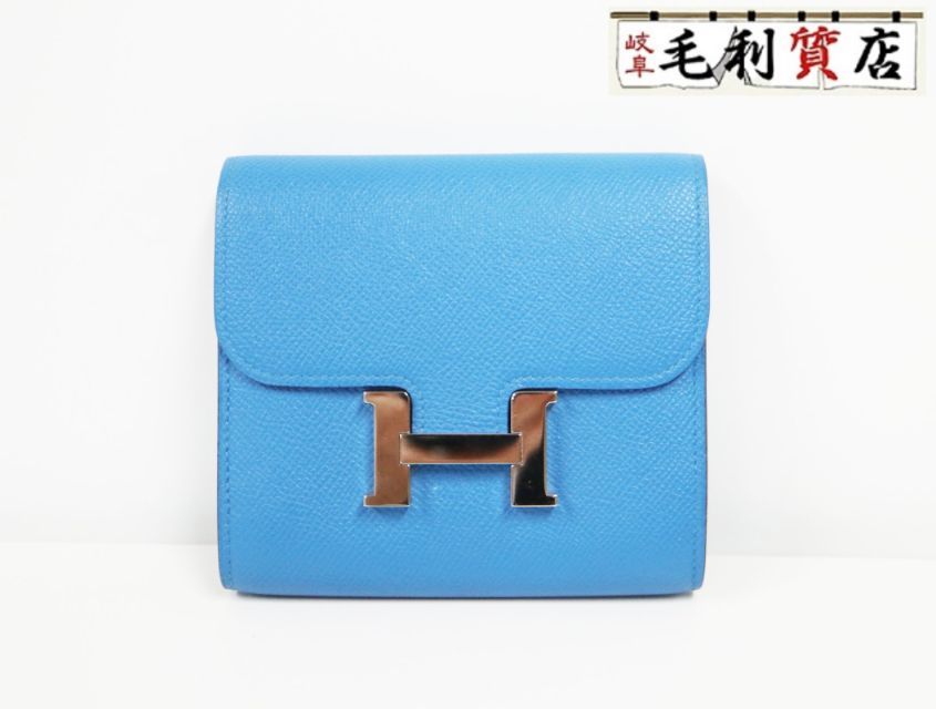 エルメス HERMES コンスタンスコンパクト エプソン シルバー金具 ブルー A刻 2017年 ユニセックス 財布