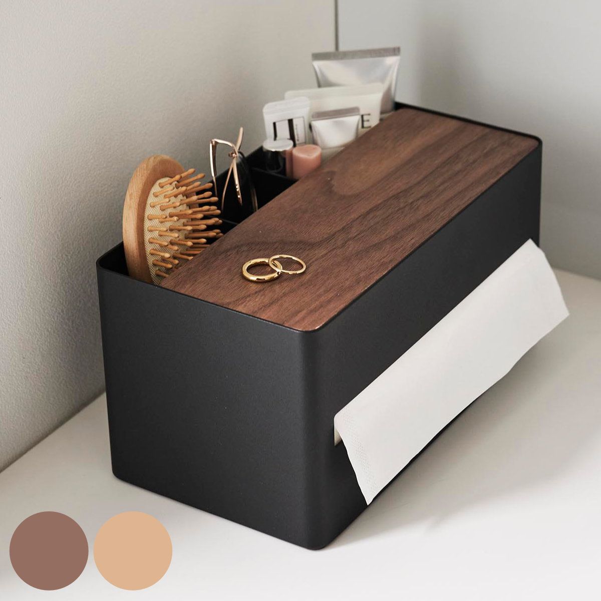 山崎実業 RIN 厚型対応ティッシュケース＆リモコンスタンド リン