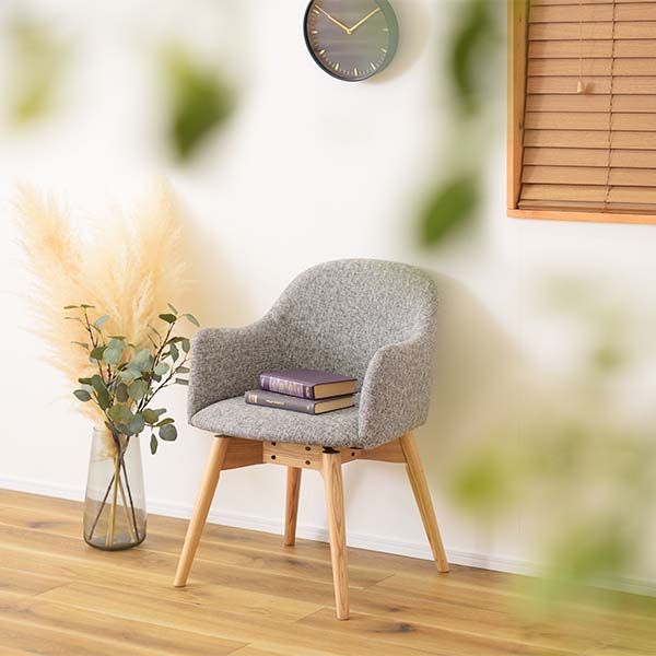 回転式 ダイニングチェア デスクチェア グレー