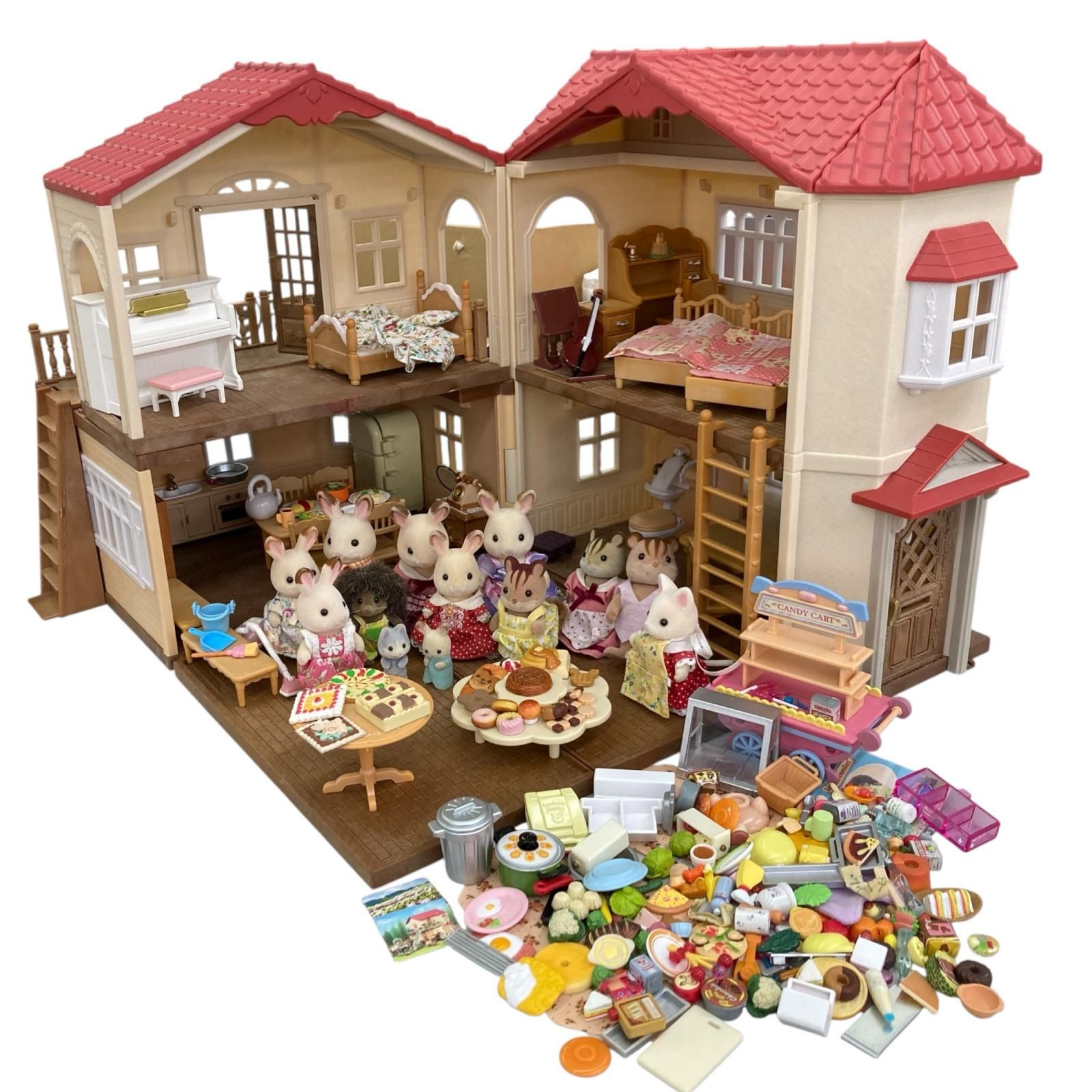 186001 現状品 シルバニアファミリー 大量!! 赤い屋根の大きなお家 スイーツセット まとめ