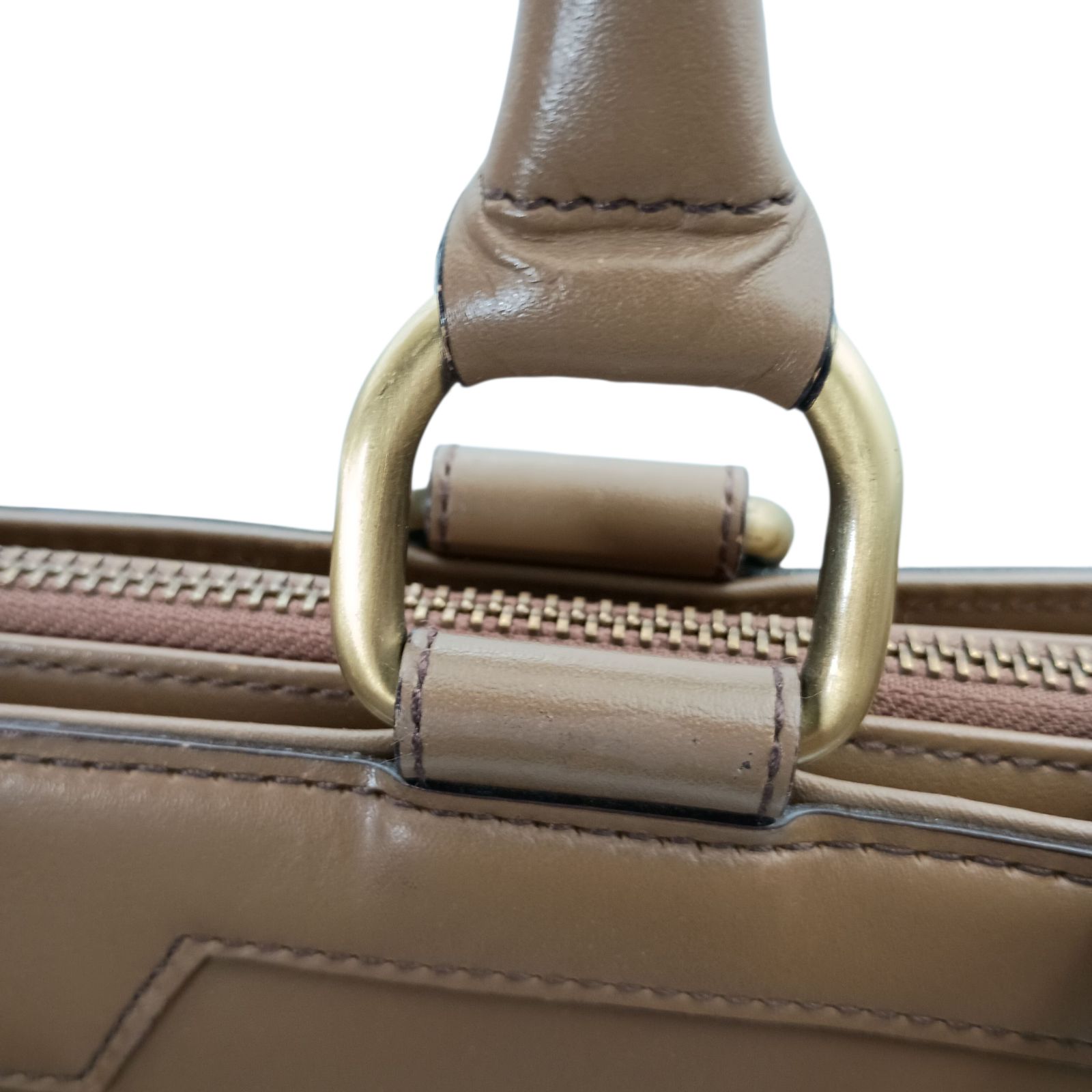 BURBERRY バーバリー ロゴ刻印 ハンドバッグ レディース キャメル 