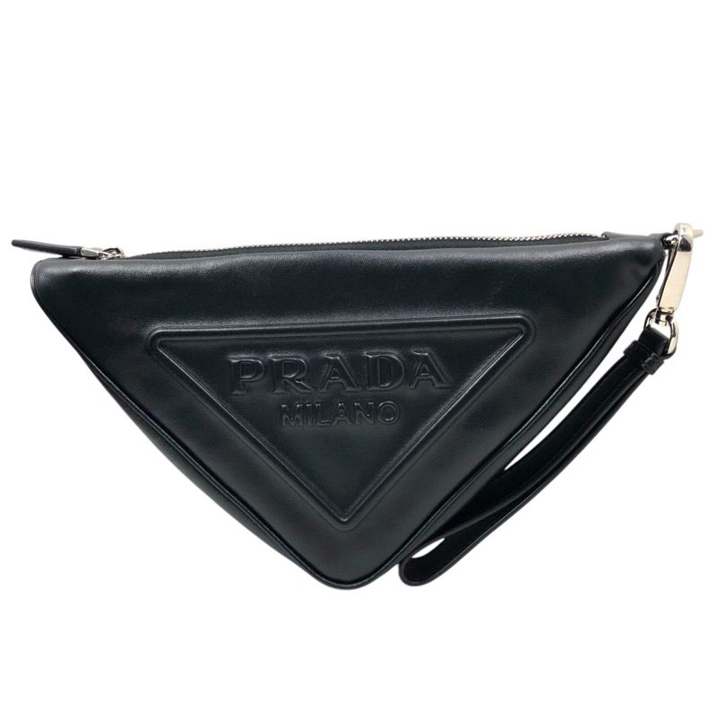 プラダ PRADA トライアングル クラッチバッグ 1 NE 039 ブラック ナッパレザー メンズ