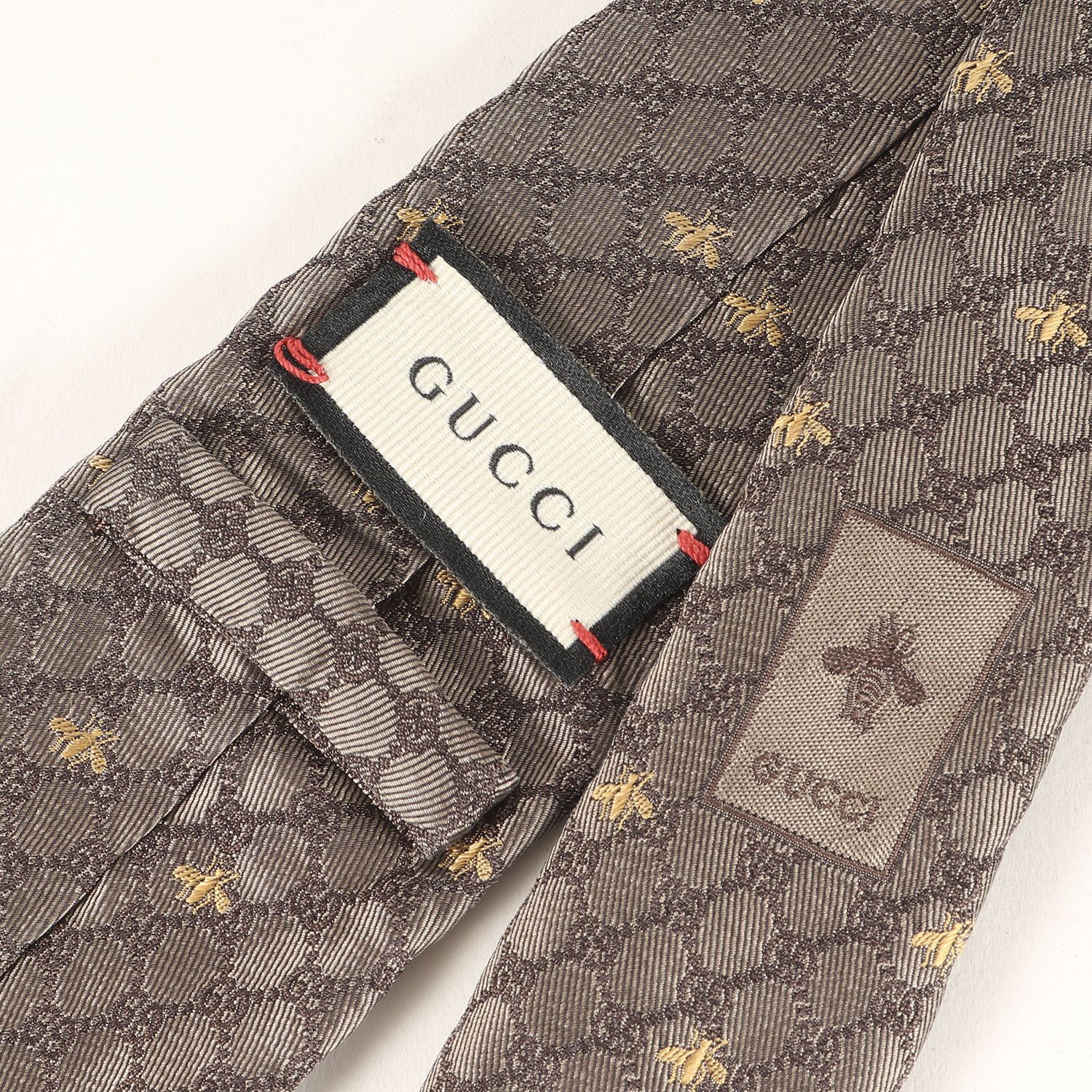 【新品未使用】GUCCI ネクタイ GG柄 Bee刺繍 ベージュ×ブラウン GUCCI グッチ ネクタイ | bee刺繍 GGモノグラム シルク ネクタイ