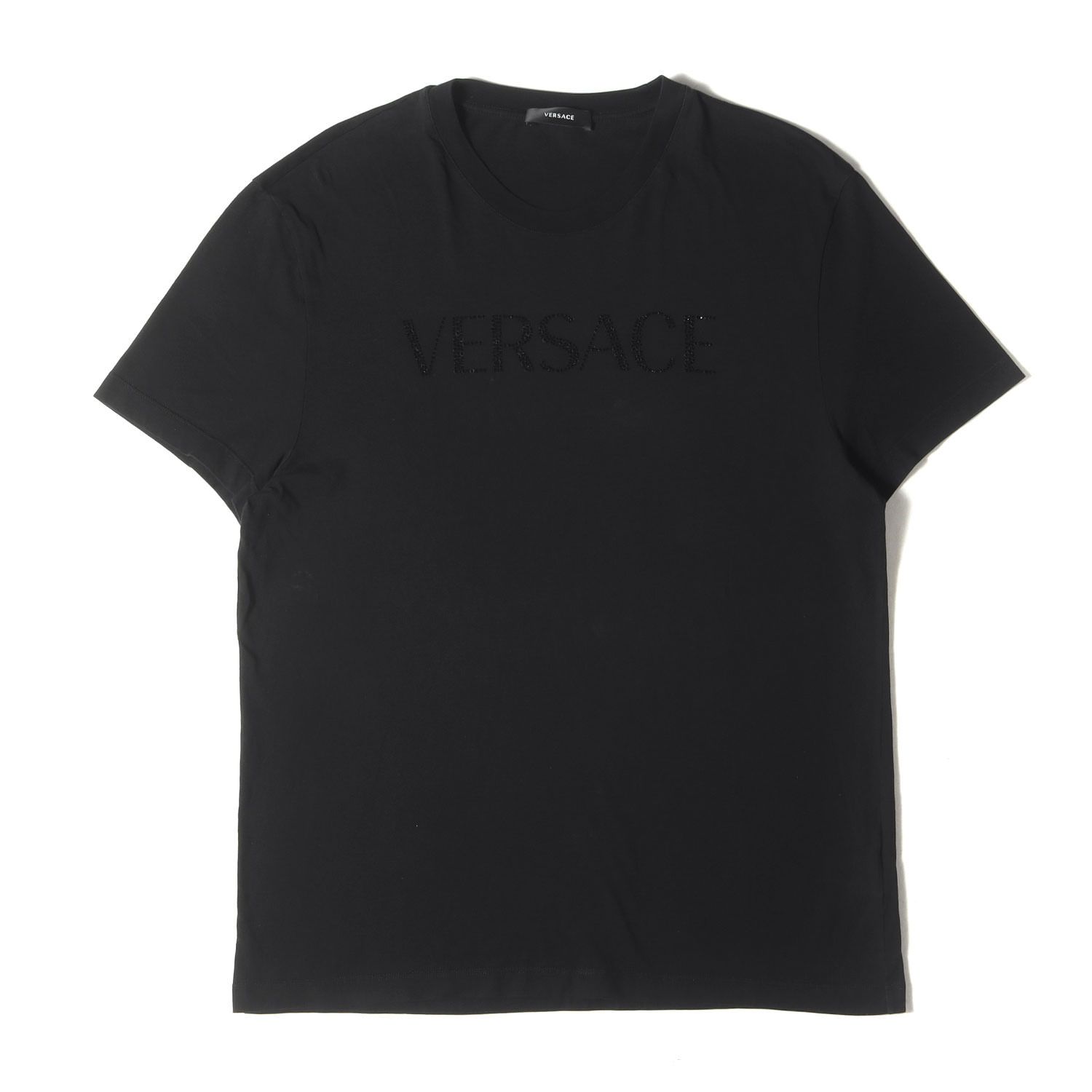 VERSACE ヴェルサーチ Tシャツ ブラック 黒 サイズ:XXL | ラインストーン ブランドロゴ クルーネック Tシャツ (1006199 1A04220) | トップス カットソー 半袖【メンズ】【中古】【K4620】 VERSACE ヴェルサーチ Tシャツ ブラック 黒 サイズ:XXL | ライン
