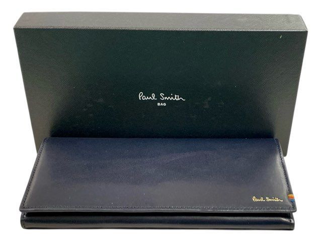 未使用 ポールスミス 長財布 レザー 濃紺　ネイビー　マルチスカラー　ケースあり 財布 メンズ レディース Paul Smith 二つ折り PSC835 未使用 ポールスミス 長財布 レザー 濃紺 ネイビー マルチスカラー