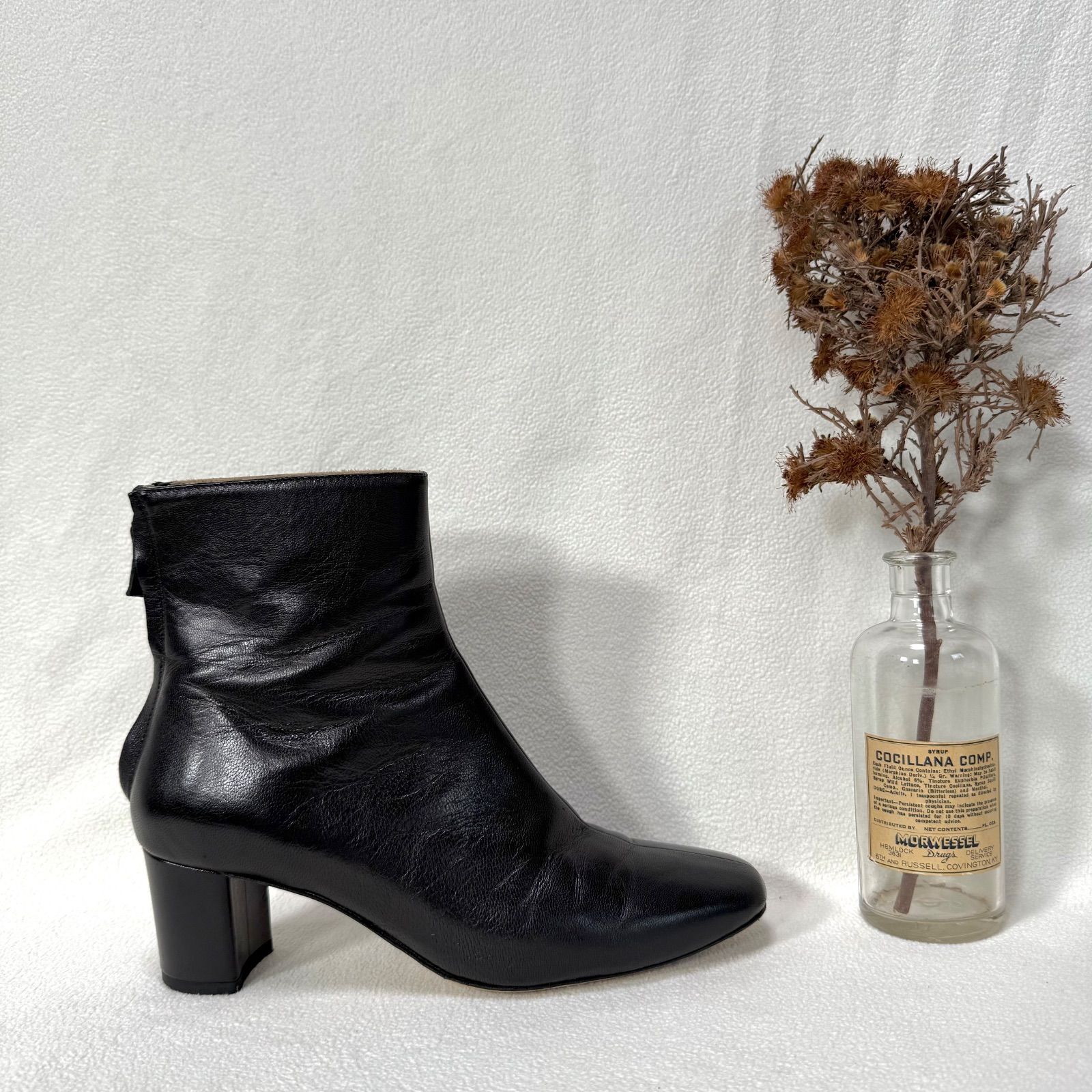 美品✨ファビオルスコーニ スクエアトゥ バックジップ センターシーム