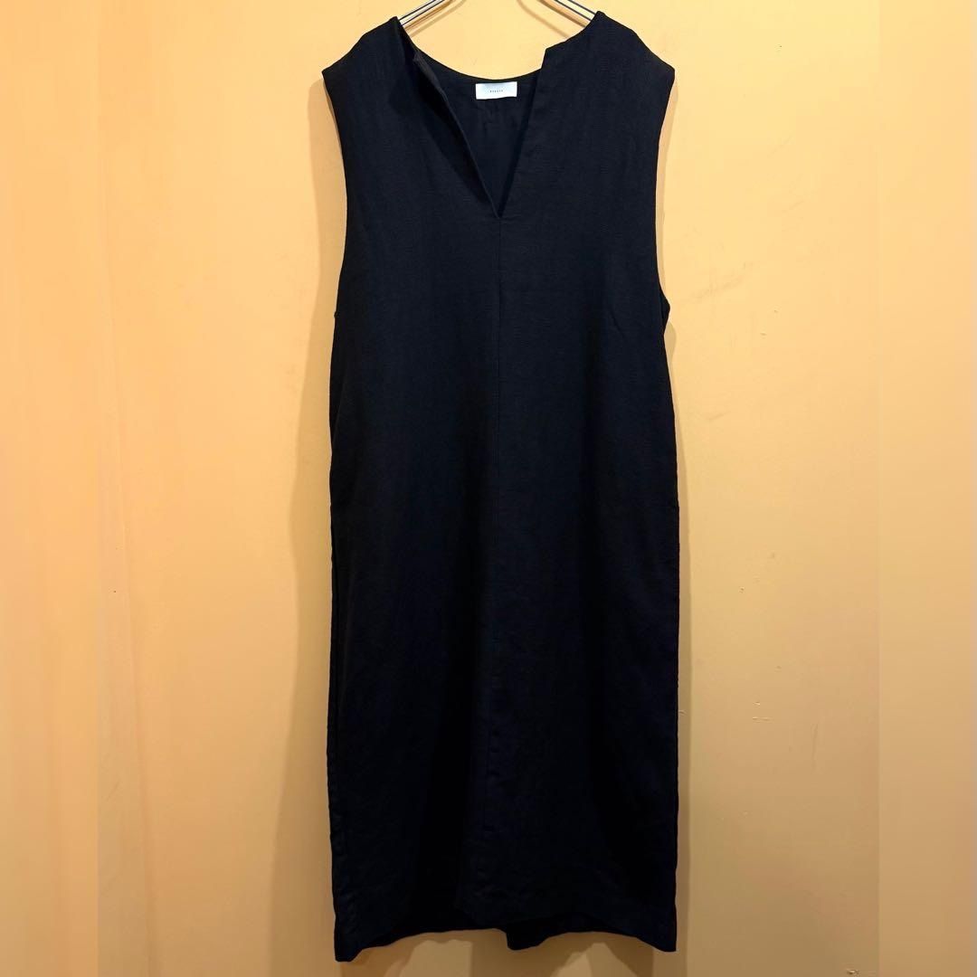 かぐれ リネンボックスワンピース ジャンパースカート ブラック サイズ1 送料込み