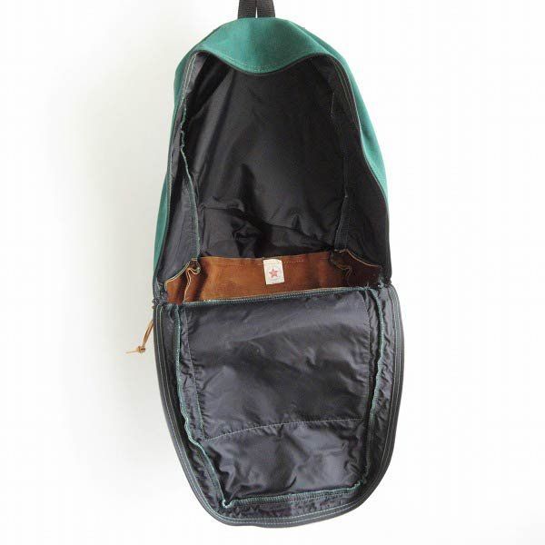 ギフトに最適。 80s-90s ITT ボトムレザー リュックサック 緑系 コットン系キャンバス デイパック アメリカ製 バッグ ビンテージ D145-61-0001ZVW 【最新入荷】