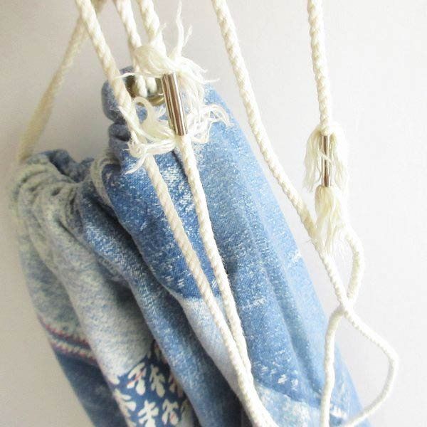 パッチワークデニム生地プリント ランドリーバッグ