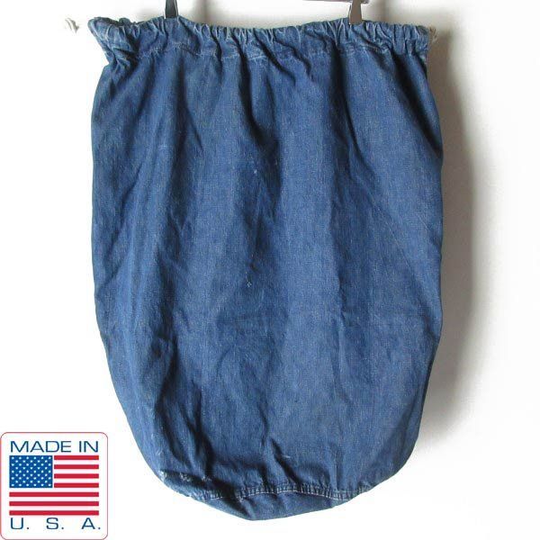 40s US ARMY 実物 米軍 デニム ランドリーバッグ 縦落ち バラックバッグ アメリカ製 アメリカ軍 ビンテージ D150-61-0001ZV