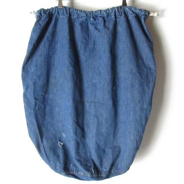 40s US ARMY 実物 米軍 デニム ランドリーバッグ 縦落ち バラックバッグ アメリカ製 アメリカ軍 ビンテージ D150-61-0001ZV