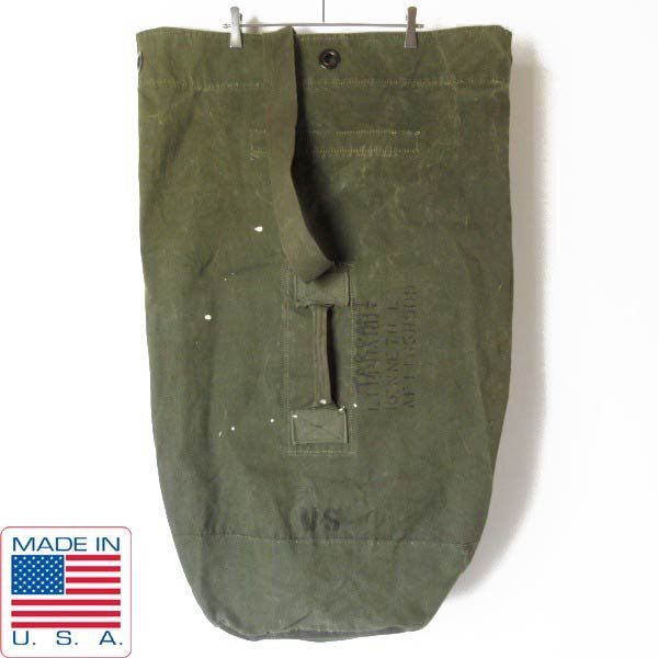 60s 実物 米軍 USステンシル キャンバス ダッフルバッグ 緑系 バラックバッグ ビンテージ リメイク利用にも D150-61-0005ZV