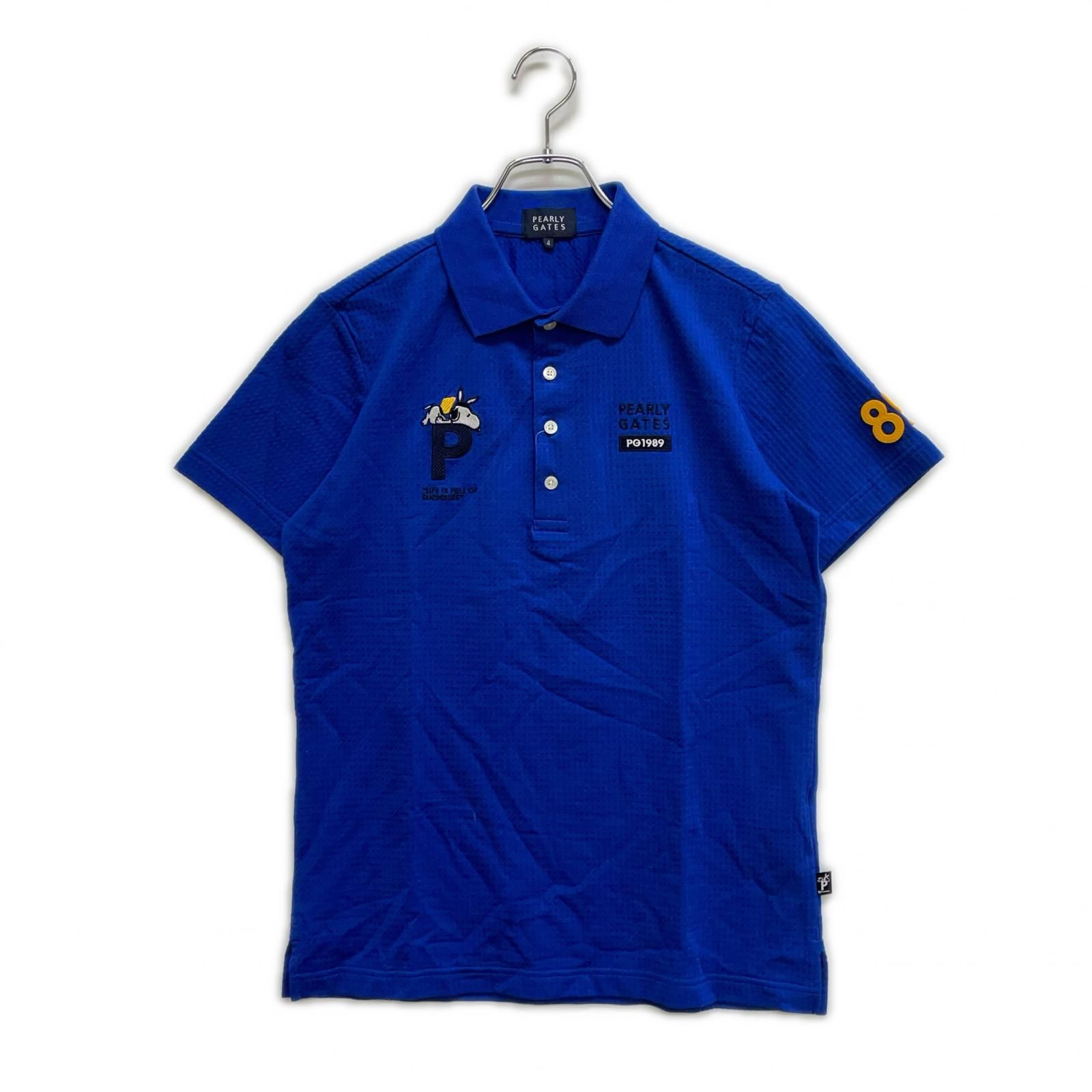 メンズ パーリーゲイツ PEARLY GATES 半袖ポロシャツ 4 M 青 ブルー スヌーピー