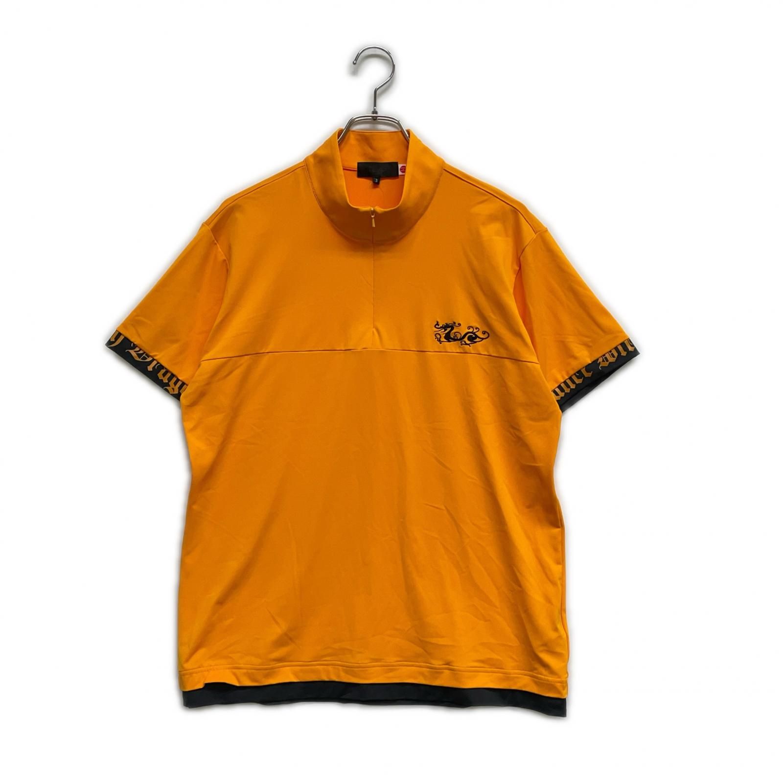 メンズ ダンスウィズドラゴン DANCE WITH DRAGON 半袖シャツ 3 L オレンジ ハーフジップ