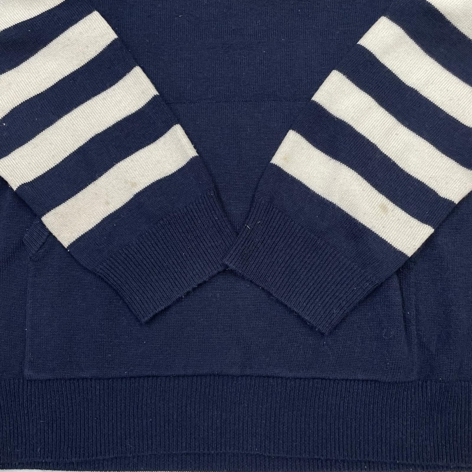 【希少】ムータマリン muta marine ボーダーフルジップパーカー M 紺 中古 メンズ ムータマリン muta MARINE パーカー M 紺 ネイビー ニット