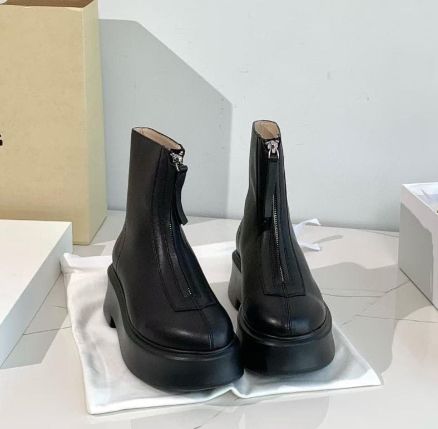 美品 THE ROW 38.5 ジッパーブーツ ブラック THE ROW ジップブーツ 38 ブラック【美品】