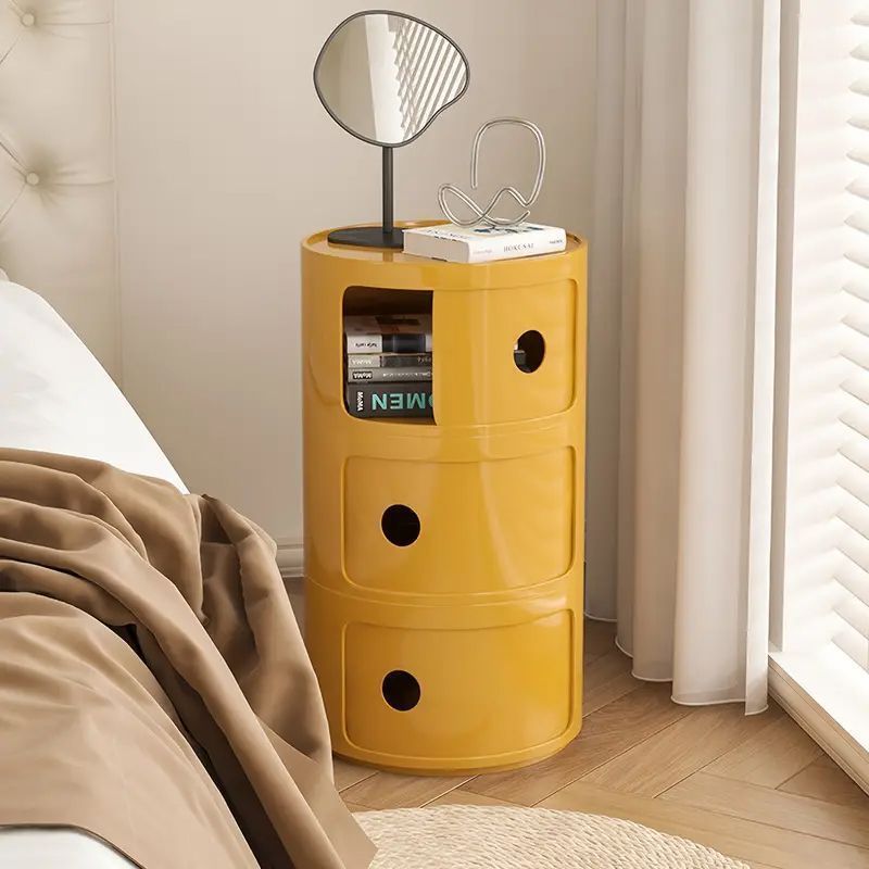 ３段 9色 完成品 丸型ベッドサイドキャビネット サイドテーブル ソファサイドテーブル 円柱ラック ベッドサイドテーブル