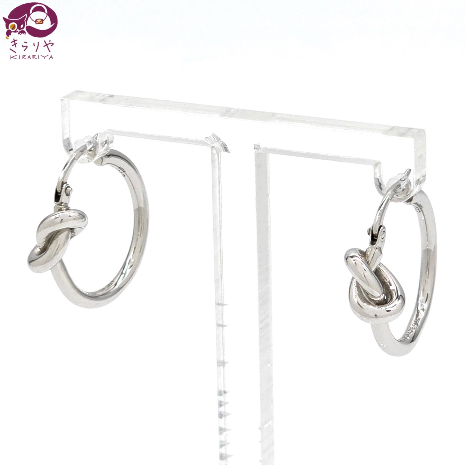 ◇セリーヌ◇ノット スモールフープ ブラス フープ ピアス 両耳用