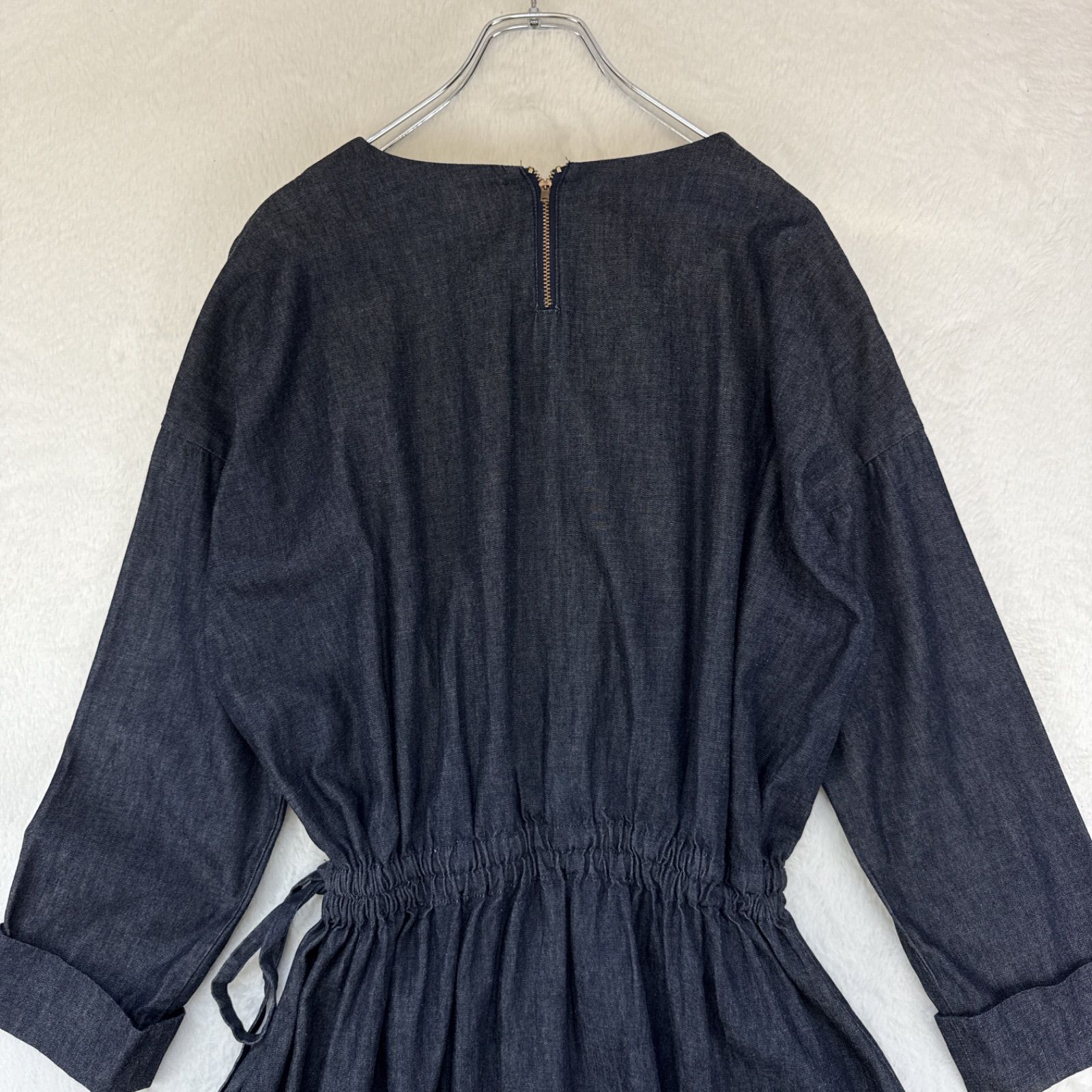 天空丸 6ozデニムウエスト絞りギャザーワンピース