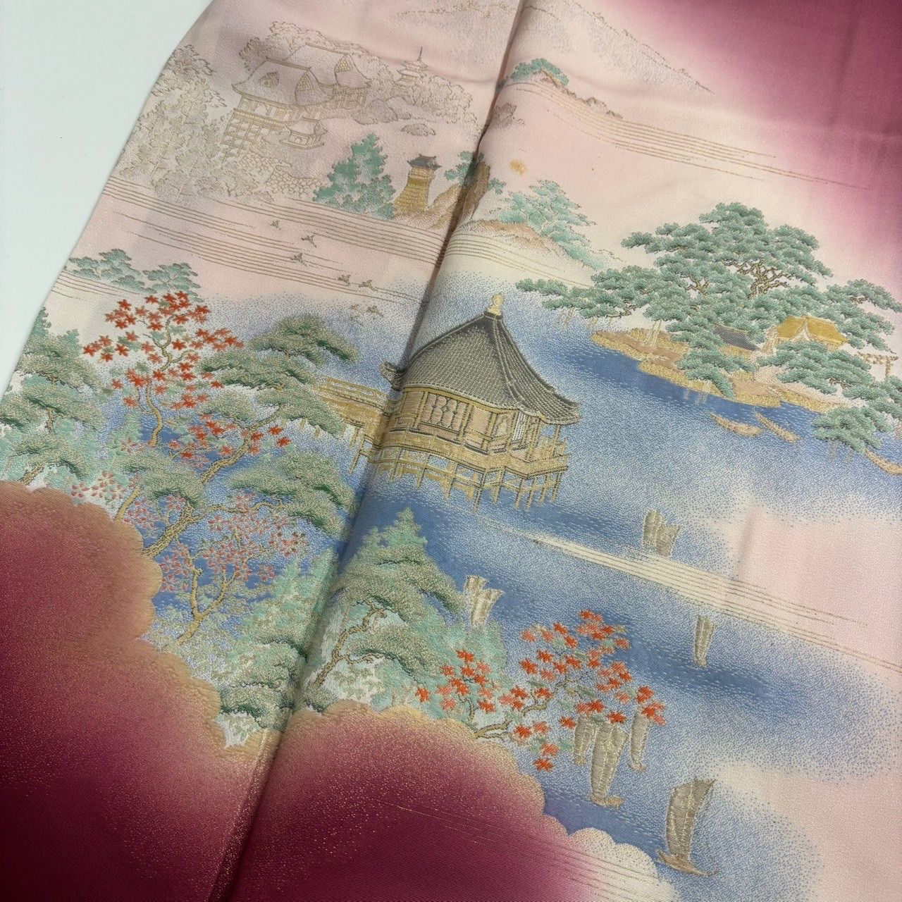 色留袖 裄67 美しい風景 織出し 一つ紋 正絹 着物 MK-632 - メルカリ