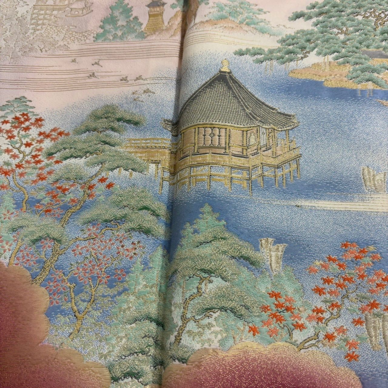 色留袖 裄67 美しい風景 織出し 一つ紋 正絹 着物 MK-632 - メルカリ